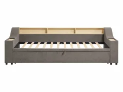 Cama nido 2 x 80 x 200 cm con almacenamiento y puerto USB en tela - ORAVAYA^Vente-unique Sale