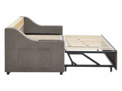 Cama nido 2 x 80 x 200 cm con almacenamiento y puerto USB en tela - ORAVAYA^Vente-unique Sale