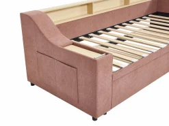 Cama nido 2 x 80 x 200 cm con almacenamiento y puerto USB de tela - ORAVAYA^Vente-unique Hot