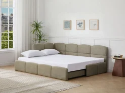 cama nido 2 x 80 x 200 cm con somier de láminas en tejido texturizado - PLURANIO^Vente-unique Best