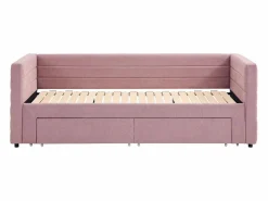 Vente-unique Cama Diván|Cama Nido|Cama nido 2 x 80 x 200 cm con somier de lamas y cajones en tejido texturizado - CAMITY