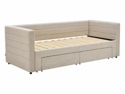 Vente-unique Cama Diván|Cama Nido|Cama nido 2 x 80 x 200 cm Con somier y cajones de tela texturizada - CAMITY