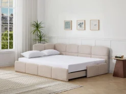 Vente-unique Cama Nido|Cama Infantil|cama nido 2 x 80 x 200 cm con somier de lamas y tejido texturizado - PLURANIO
