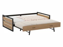 Vente-unique Cama Nido|Cama Infantil|Cama nido 120 x 200 y 90 x 200 cm en MDF pino y metal natural y antracita - BOSTON