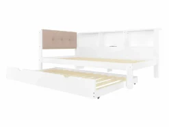 Cama nido blanca de 90x200cm con iluminación LED, almacenaje, USB (sin colchón)^Hauss Spole New