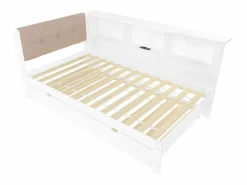 Cama nido blanca de 90x200cm con iluminación LED, almacenaje, USB (sin colchón)^Hauss Spole New