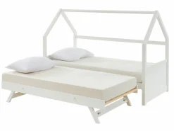 Vente-unique Cama Montessori|Cama Nido|Cama nido cabaña 2 x 90 x 190 cm de madera de Pino con colchón - HURRA