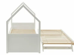 Vente-unique Cama Montessori|Cama Nido|Cama nido cabaña 2 x 90 x 190 cm de madera de Pino con colchón - HURRA