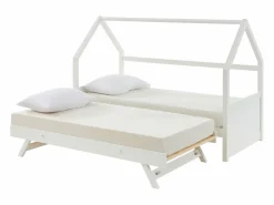 Vente-unique Cama nido cabaña 2 x 90 x 190 cm de madera de pino - HURRA Blanco Clearance