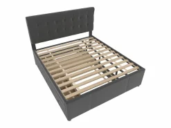 Merax Cama nido con 3 cajones - 140 x 200 cm + 90 x 190 cm - tejido de lino - cabecero ajustable - color Gris