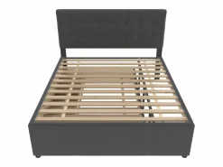 Merax Cama nido con 3 cajones - 140 x 200 cm + 90 x 190 cm - tejido de lino - cabecero ajustable - color Gris