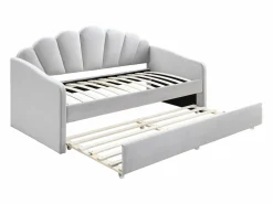 Vente-unique Cama Terciopelo|Cama Diván|Cama nido con forma de concha 2 x 90 x 190 cm terciopelo + colchón - ELUSIA