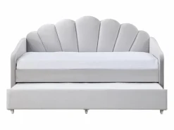 Vente-unique Cama Terciopelo|Cama Diván|Cama nido con forma de concha 2 x 90 x 190 cm terciopelo + colchón - ELUSIA