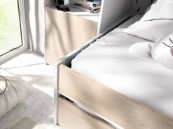 Vente-unique Cama nido con puente y compartimentos 90 x 190 cm - Color roble y blanco SELENA Color natural claro Sale