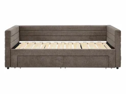 Vente-unique Cama Diván|Cama Nido|Cama nido de 2 x 80 x 200 cm en tejido texturizado gris + colchón - CAMITY