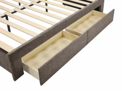 Vente-unique Cama Diván|Cama Nido|Cama nido de 2 x 80 x 200 cm en tejido texturizado gris + colchón - CAMITY