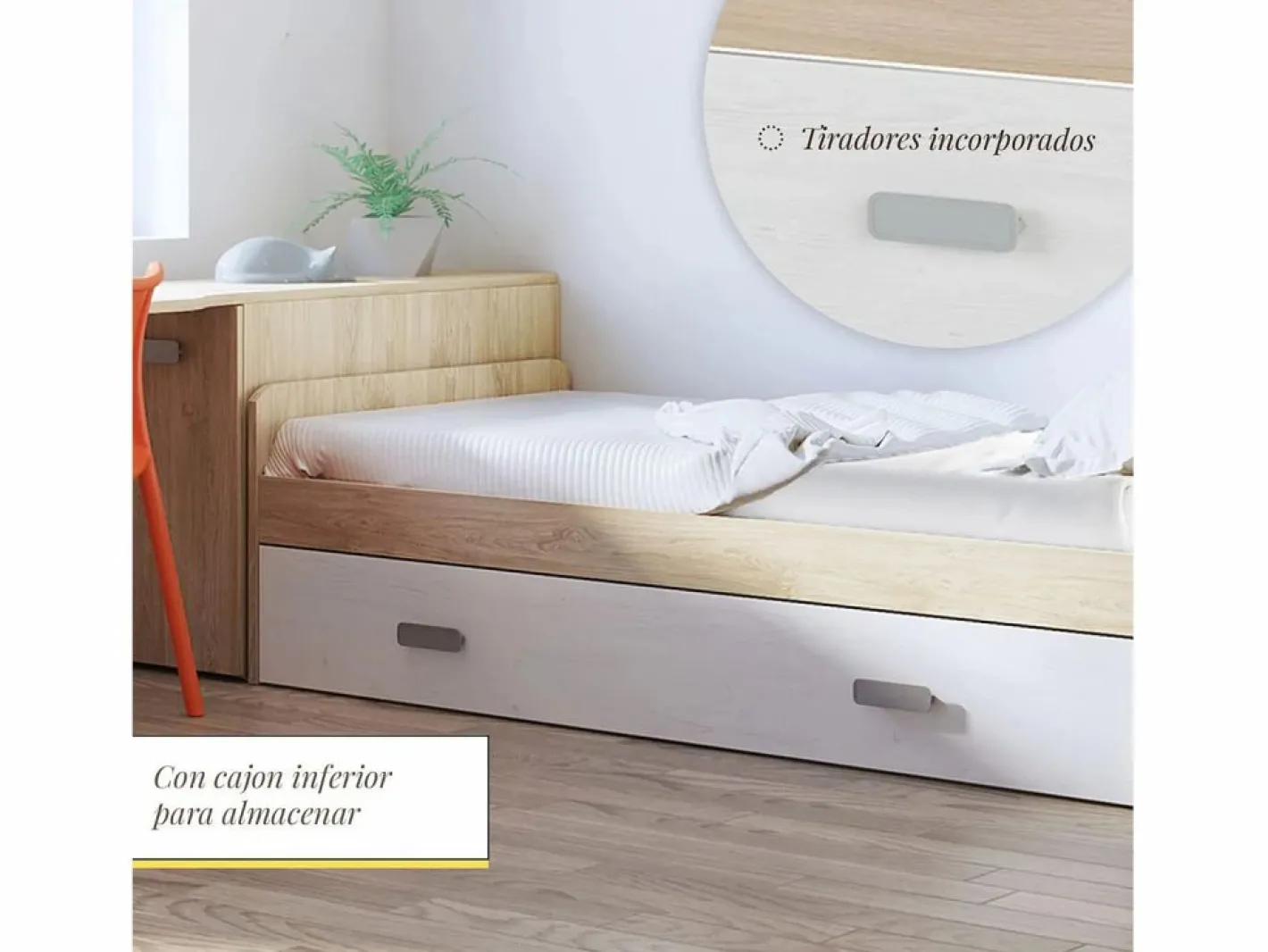 Cama Nido de Melamina Color Puccini Andersen – Ancho 194,4 cm x Fondo 98 cm x Alto 58 cm, Ideal para Habitaciones Juveniles.^ Sale