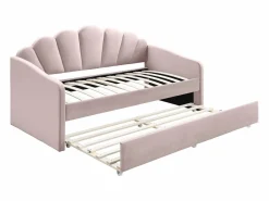 Vente-unique Cama Terciopelo|Cama Diván|Cama nido en forma de concha 2 x 90 x 190 cm en terciopelo - ELUSIA