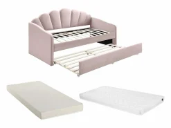 Cama nido en forma de concha 2 x 90 x 190 cm en terciopelo con colchón - ELUSIA^Vente-unique Hot