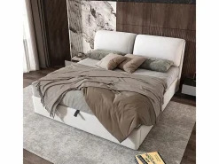 DripeX Cama nido en terciopelo , 180 x 200 cm, con 3 cajones y cabecero ajustable, carga máx. 300kg Blanco Outlet