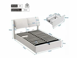 DripeX Cama Terciopelo|Cama Con Canapé|Cama nido en terciopelo , 140 x 200 cm, con 3 cajones y cabecero ajustable, carga máx. 300kg