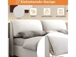 DripeX Cama Terciopelo|Cama Con Canapé|Cama nido en terciopelo , 140 x 200 cm, con 3 cajones y cabecero ajustable, carga máx. 300kg