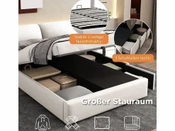 DripeX Cama Terciopelo|Cama Con Canapé|Cama nido en terciopelo , 140 x 200 cm, con 3 cajones y cabecero ajustable, carga máx. 300kg