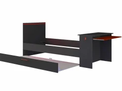 Cama nido gamer 90 x 200 et 90 x 190 cm escritorio LEDs antracita y rojo + colchón VOUANI^Vente-unique New