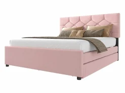 Cama nido infantil - 140 x 200 cm + 90 x 190 cm con cabecero - terciopelo - (sin colchón)^Merax