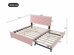 Cama nido infantil - 140 x 200 cm + 90 x 190 cm con cabecero - terciopelo - (sin colchón)^Merax