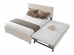 Cama nido infantil - 140 x 200 cm + 90 x 190 cm con cabecero - terciopelo - (sin colchón)^Merax Best