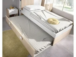 Vente-unique Cama Nido|Cama nido infantil 90 x 190 cm - Color natural y blanco SONIA