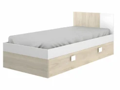 Vente-unique Cama Nido|Cama Infantil|Cama nido infantil 2 x 90 x 190 cm Color natural y blanco con colchón SONIA