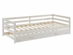Vente-unique Cama nido infantil 2 x 90 x 190 cm Pino macizo y MDF con colchón AEDAN II Blanco Sale