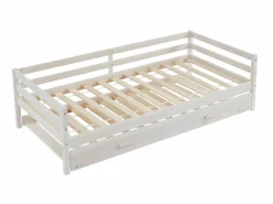 Vente-unique Cama nido infantil 2 x 90 x 190 cm Pino macizo y MDF con colchón AEDAN II Blanco Sale
