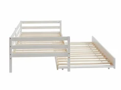 Vente-unique Cama nido infantil 2 x 90 x 190 cm Pino macizo y MDF con colchón AEDAN II Blanco Sale