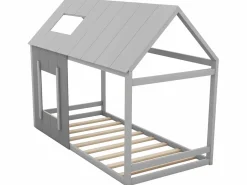 Merax Cama Montessori|Cama nido infantil de 90 x 200 cm - pino y MDF - color: Gris