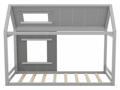 Merax Cama Montessori|Cama nido infantil de 90 x 200 cm - pino y MDF - color: Gris