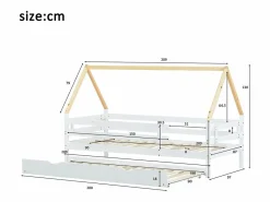 Cama nido infantil de 90x200 cm con cama nido de 90x190 cm en madera blanca^Hauss Spole Outlet