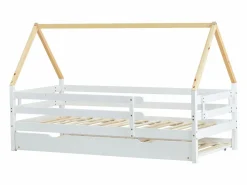 Cama nido infantil de 90x200 cm con cama nido de 90x190 cm en madera blanca^Hauss Spole Outlet