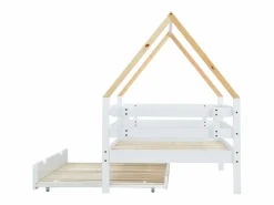 Cama nido infantil de 90x200 cm con cama nido de 90x190 cm en madera blanca^Hauss Spole Outlet