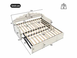 Hauss Spole Cama Diván|Cama Nido|Cama nido infantil 90x200 cm con LED convertible en cama para adultos 180x200 cm, terciopelo, , sin colchón