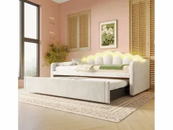 Hauss Spole Cama Diván|Cama Nido|Cama nido infantil 90x200 cm con LED convertible en cama para adultos 180x200 cm, terciopelo, , sin colchón