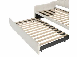 Hauss Spole Cama Diván|Cama Nido|Cama nido infantil 90x200 cm con LED convertible en cama para adultos 180x200 cm, terciopelo, , sin colchón