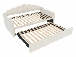Hauss Spole Cama Diván|Cama Nido|Cama nido infantil 90x200 cm con LED convertible en cama para adultos 180x200 cm, terciopelo, , sin colchón