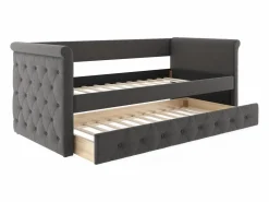 Vente-unique Cama Diván|Cama Nido|Cama nido LOUISE con diván tapizado en tela , 2x90x190cm