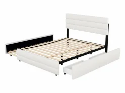 Cama Diván|Cama nido para adultos y niños 140 x 200 cm y 90 x 190 cm - Cama con plataforma extensible con 2 cajones con somier y cabecero -