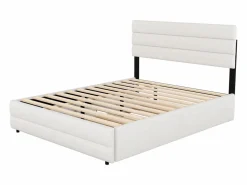 Cama Diván|Cama nido para adultos y niños 140 x 200 cm y 90 x 190 cm - Cama con plataforma extensible con 2 cajones con somier y cabecero -
