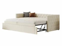 ModernLuxe Cama nido tapizada en terciopelo - 90/180x200 cm - con somier de láminas - Beige Outlet