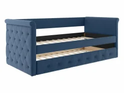 Vente-unique Cama nido tapizada LOUISE - 2x90x190cm - tela azul Azul oscuro